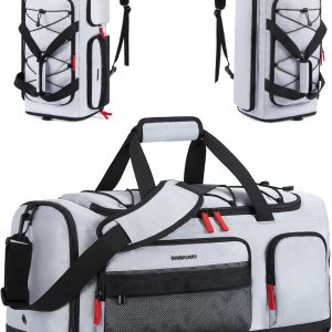 Gym Bag for Women & Men, 35L Sports Travel Duffel Bag with Shoe Compartment,Anti-Theft Carry On Weekender Bag for Airplane, Water Resistant Workout Overnight Backpack for Travel Gym,Grey