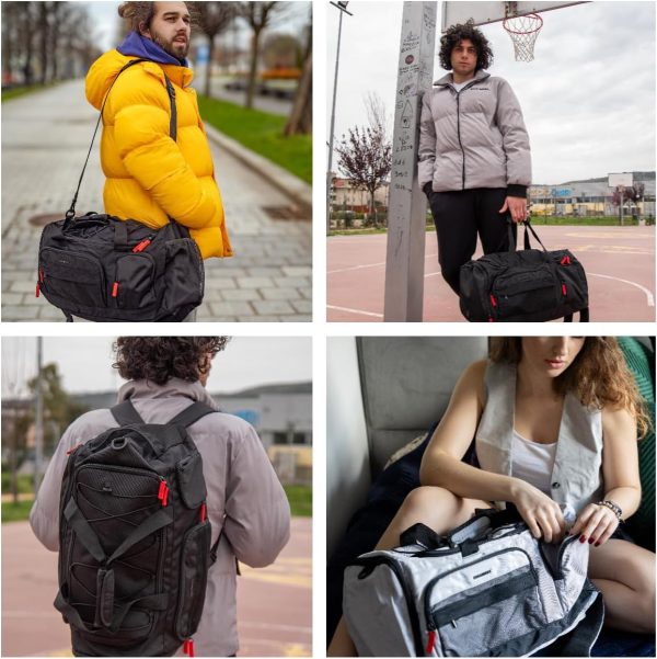Gym Bag for Women & Men, 35L Sports Travel Duffel Bag with Shoe Compartment，Anti-Theft Carry On Weekender Bag for Airplane, Water Resistant Workout Overnight Backpack for Travel Gym,Grey - Image 2