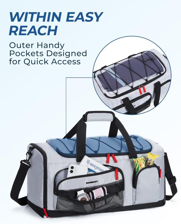 Gym Bag for Women & Men, 35L Sports Travel Duffel Bag with Shoe Compartment，Anti-Theft Carry On Weekender Bag for Airplane, Water Resistant Workout Overnight Backpack for Travel Gym,Grey - Image 9